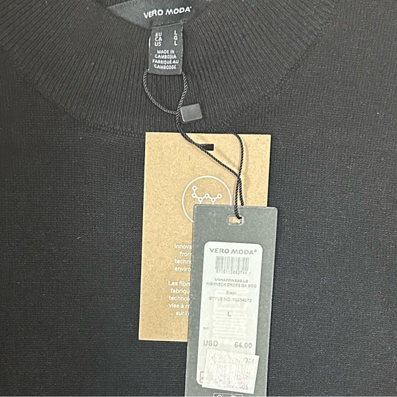 [VERO MODA] NWT VMHappiness LS Highneck dress, L - Picture 2 of 5